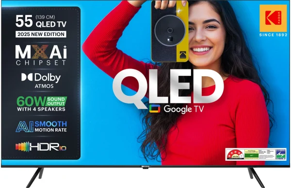 KODAK Matrix 139 cm (55 inch) QLED Ultra HD (4K) Smart Google TV with 60W Sound Output | 4 Speaker | 550 Nits Brightness | HDR 10 with WCG | Dolby...