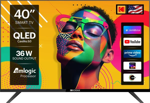 KODAK QLED SE 100 cm (40 inch) QLED Full HD Smart Linux TV with 36 W Surround Sound | 2 Speakers | 400 Nits Brightness| Web Browser | Sports Mode |...