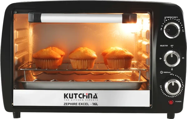 Kutchina 16-Litre Oven Toaster Grill OTG Zephire Excel 16L, Black