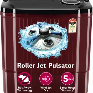 LG 11.5 kg 5 Star, Roller Jet Pulsator with Soak, Wind Jet Dry Technology and Rust Free Plastic, Rat Away Semi Automatic Top Load Washing Machine…