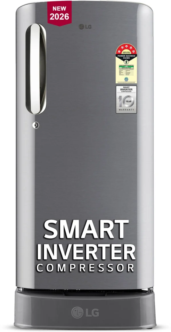 LG 185 L Direct Cool Single Door 5 Star Refrigerator with Base Drawer with Smart Inverter Compressor, Runs on Home Inverter, Fit Max Chiller Tray &...