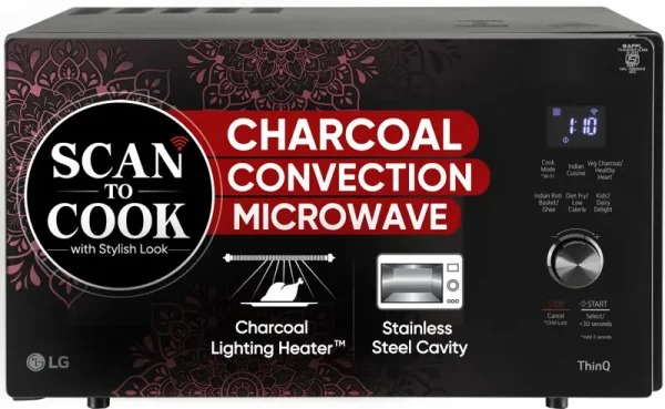 LG 28 L Heart Friendly Recipes and 360 Motorised Rotisserie for crispy and tasty bar-be-que recipes, Scan to Cook Wi-Fi Enabled Charcoal Convection...