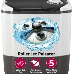 LG 8 kg 5 Star with Roller Jet Pulsator with Soak, Wind Jet Dry and Rat Away, 6 Kg (Spin Tub Capacity), Semi Automatic Top Load Washing Machine…