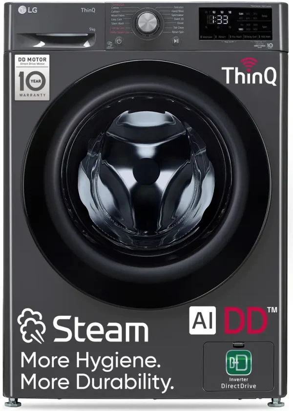 LG 9 kg 5 Star with AI Direct Drive, 6 Motion, Inverter Direct Drive, Steam and Wi-Fi Enabled Fully Automatic Front Load Washing Machine with...