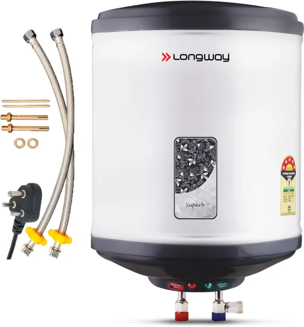 Longway Superb 25 L Storage Water Geyser 5 Star BEE Energy Rating | SS Tank with Anti-Rust Coating | Multi Safety