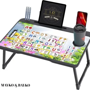 MAKD MULTIPURPOSE FOLDABLE WITH CUP HOLDER , STUDY & LAPTOP TABLE Solid Wood Study Table