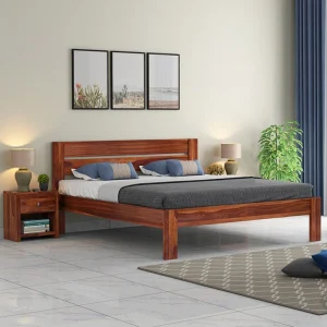 Mamata Wood Decor Sheesham Wood King Size Bed without Storage|Bed|Double Bed Solid Wood King Bed, 208.28 cm x 190.5 cm (6.83 ft x 6.25 ft)