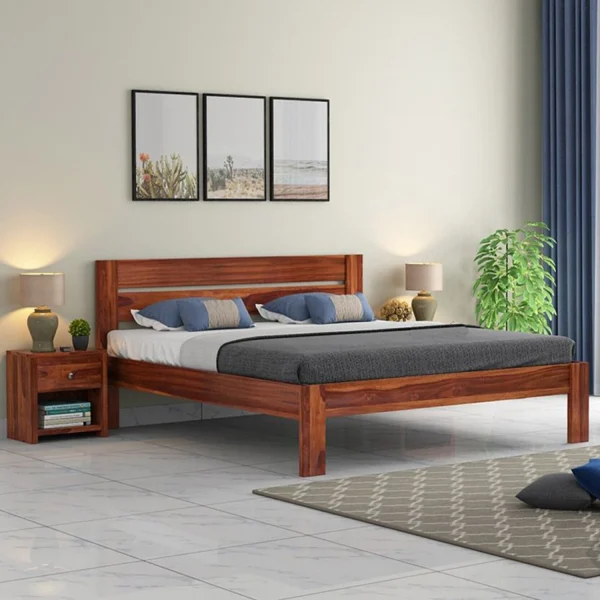 Mamata Wood Decor Sheesham Wood King Size Bed without Storage|Bed|Double Bed Solid Wood King Bed, 208.28 cm x 190.5 cm (6.83 ft x 6.25 ft)