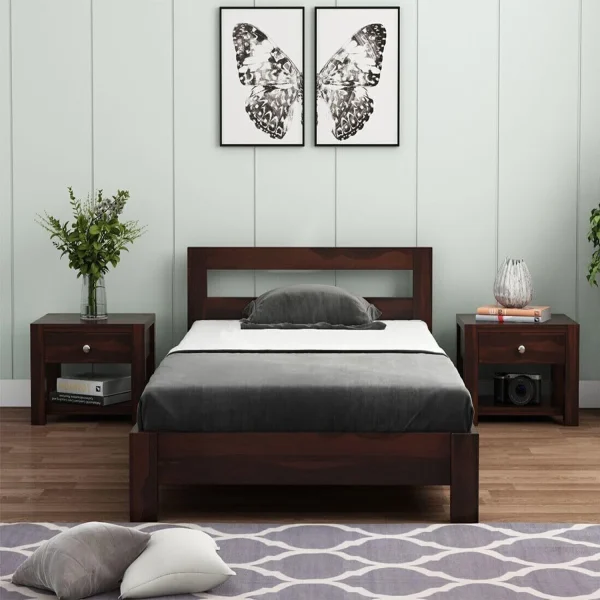 Mamata Wood Decor Solid Sheesham Wood Premium Quality bed without storage With 2 Years Warranty Solid Wood Single Bed, 97 cm x 188 cm (3.18 ft x...