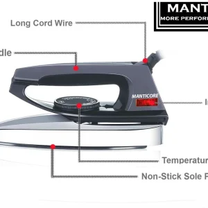 MANTICORE Automatic-Electric Dry Iron box | Large Soleplate | Quick Heat Up clothing press 750 W Dry Iron