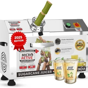 MICROACTIVE Horizontal Sugarcane Juicer Machine | 1.5HP Motor 1100W Full SS Body 304 Rollers 1000 W Food Processor