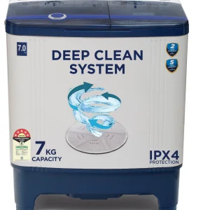 Midea 7 kg 5 Star Rat Away Feature Semi Automatic Top Load Washing Machine Blue, White