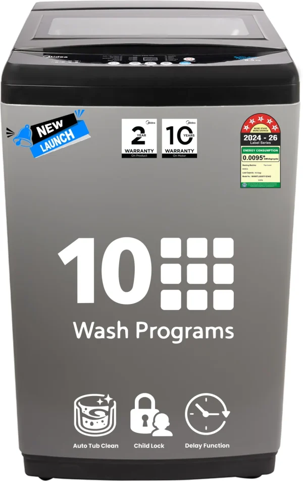 Midea 8.5 kg Fully Automatic Top Load Washing Machine Grey