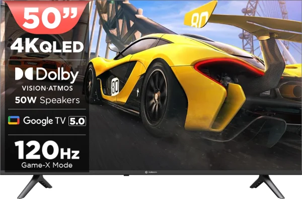 MOTOROLA 127 cm (50 inch) QLED Ultra HD (4K) Smart Google TV 2025 Edition with 5.0 OS, 50 W speaker, 120Hz Game accelerator, and Dolby Atmos