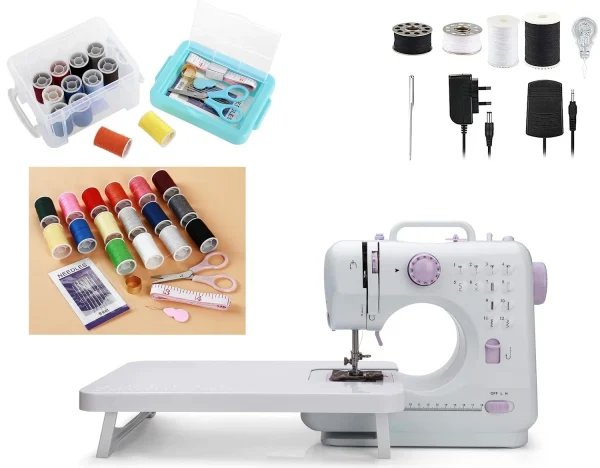 Onshoppy Portable Sewing Machine 12 Built-in Stitches with Extension Table & Sewing Kit Electric Sewing Machine
