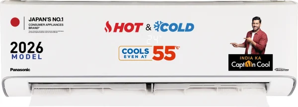 Panasonic 2026 Model 1.5 Ton 3 Star Hot and Cold Split Inverter Crystal Clean, Higher Airflow, 2-Way Swing, -10 Deg. C ~ 55 Deg. C Operation,...