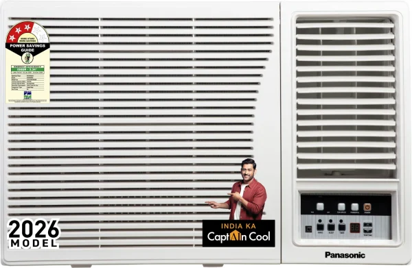Panasonic 2026 Model 1.5 Ton 3 Star Window Fixed Speed Cools at 48 Deg. C, Copper Condenser, 2-Way Swing, Powerful Mode, PM0.1 Filter AC