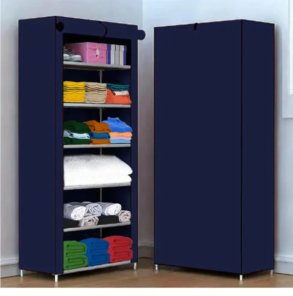 PEDALUP 6 Tire Foldable Collapsible Wardrobe Storage Organizer Almirah Cloth & Shoe Rack PP Collapsible Wardrobe