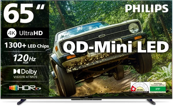 PHILIPS 164 cm (65 inch) Ultra HD (4K) Mini LED Smart Google TV 2025 Edition with Local Dimming Dolby Vision & HDR10+ 36W Dolby Atmos 120Hz Game...