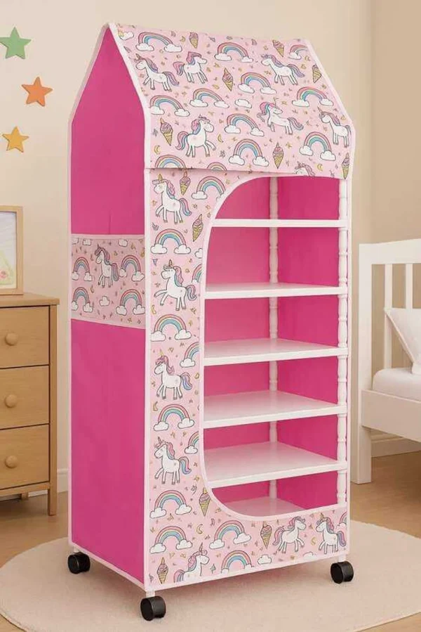 Porchex 2 Door 6 Shelf Fabric Plastic PP Collapsible Wardrobe