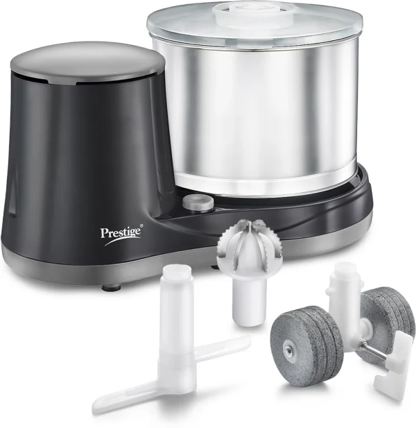 Prestige Ultima Pro Wet Grinder |200 Watts Heavy Duty Motor|Coconut Scraper Attachment|Atta Kneader Attachment|Stainless Steel Drum|2 Years Warranty|