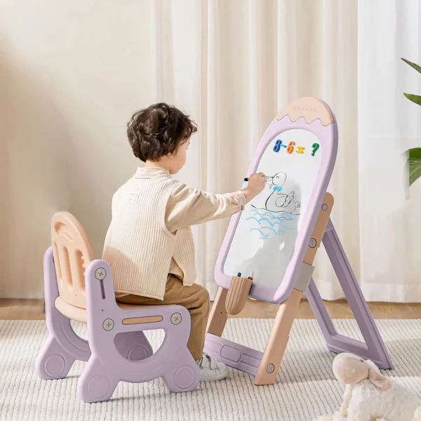 R for Rabbit Little Genius Candy Kids Chair with Drawing Board | Kid's Furniture Plastic Desk Chair