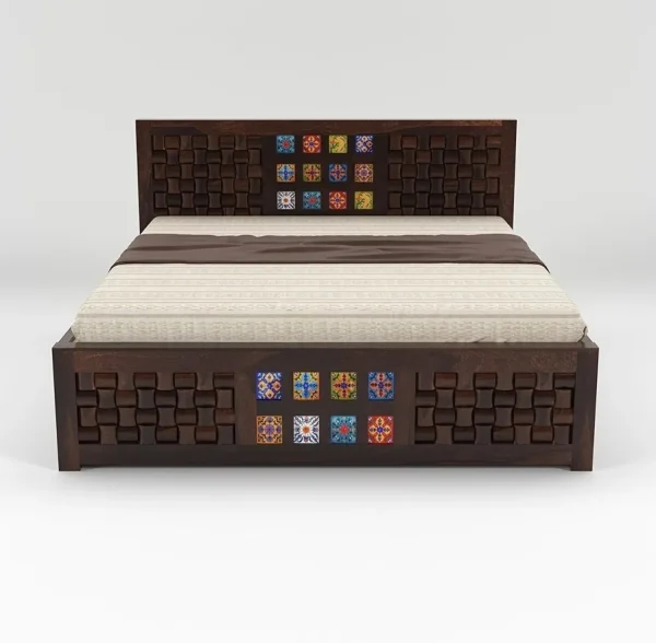 Rajwada art Solid Wood Bed + Wardrobe