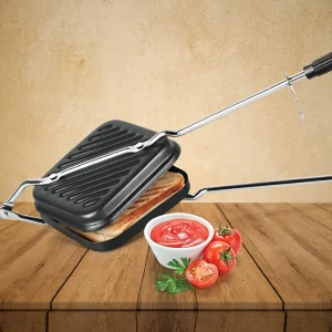 RBGIIT Grilled Sandwich Maker for Gas Stove Non Stick Toaster for Home Kitchen Use Grill Sandwich Maker