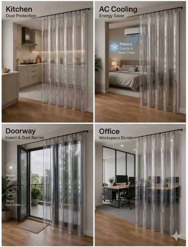 RC Enterprises 243 cm (8 ft) Door PVC Transparent Curtain Single Curtain