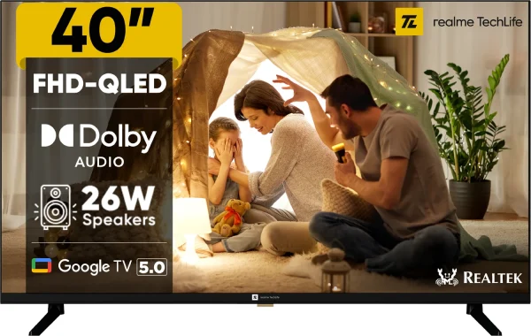 realme TechLife 100.3 cm (40 inch) QLED Full HD Smart Google TV 2026 Edition