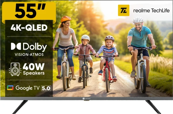 realme TechLife 139 cm (55 inch) QLED Ultra HD (4K) Smart Google TV