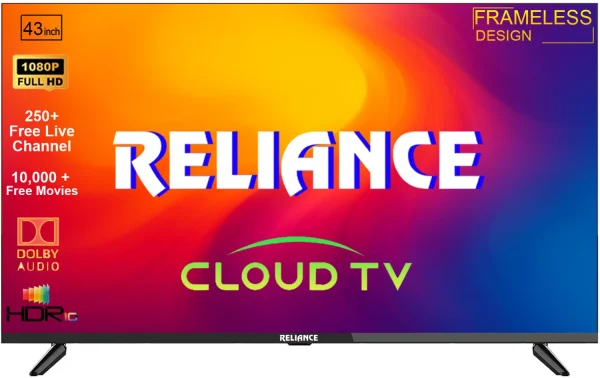 Reliance Cloud OS 108 cm (43 inch) Full HD LED Smart Android TV 2026 Edition with 250+ Live TV Channl Free, 10,000 Free Movie