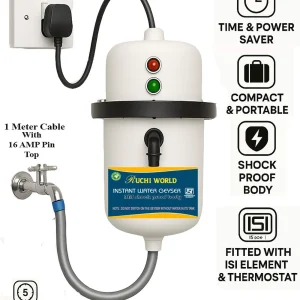 Ruchi World Dual LED Indicators, Fast Heating & Energy Efficient Design 1 L Instant Water Geyser Price in India – Buy Ruchi World Dual LED…