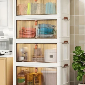 Sasimo 4-Door 4-Shelf Plastic foldable Cupboard PC Collapsible Wardrobe