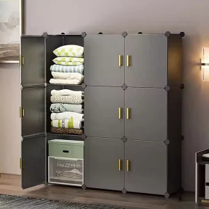 Sasimo 9-Door 9-Shelf Plastic kids Collapsible Cupboard Carbon Steel Collapsible Wardrobe