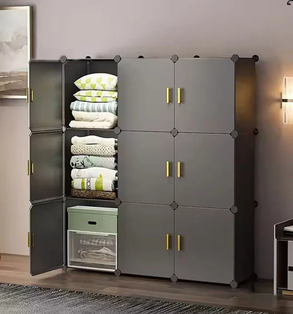 Sasimo 9-Door 9-Shelf Plastic kids Collapsible Cupboard Carbon Steel Collapsible Wardrobe