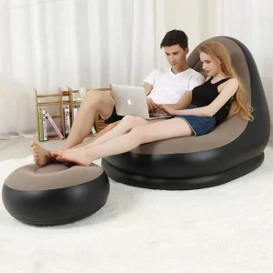 ShopNetic Shopnetic | Inflatable Lounger Set 2-in-1 Sofa Chair with Footstool Micro Fiber 2 Seater Inflatable Sofa