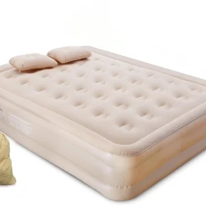 Spotview Air Mattress with Built-in Pump (200 x 150 x 40 cms) Double Size Inflatable Bed Leatherette 2 Seater Inflatable Sofa