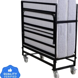 SPRINGTEK Folding Rollaway with 6 inches Mattress Metal Single Bed, 191 cm x 92 cm (6.27 ft x 3.02 ft)