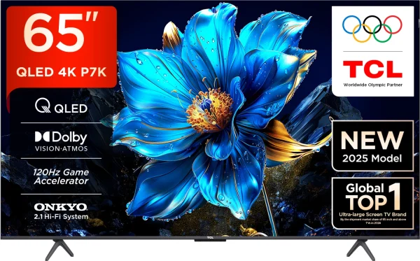 TCL P7K 164 cm (65 inch) QLED Ultra HD (4K) Smart Google TV with Dolby Vision- Atmos 35W | ONKYO 2.1ch with Subwoofer| Game Master