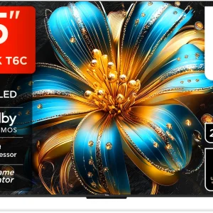 TCL T6C 139 cm (55 inch) QLED Ultra HD (4K) Smart Google TV with HDR 10+ | Dolby Vision- Atmos 24W |120 Hz Game Accelerator (DLG) | Metallic…