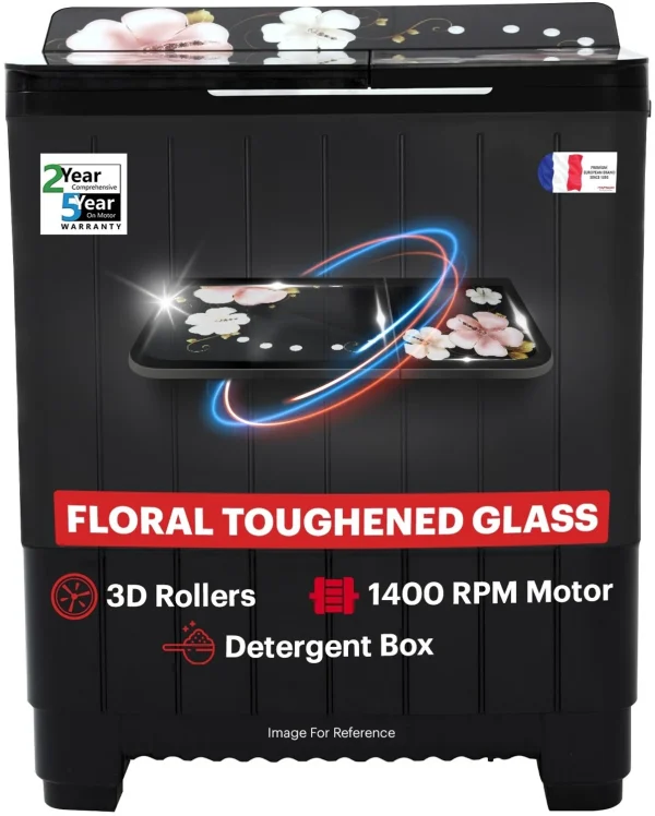 Thomson 10 kg 5 Star Aqua Magic Grande Series with Floral Toughened Glass with Soft Closure Double Waterfall, Detergent Box,� Water Level Selector,...