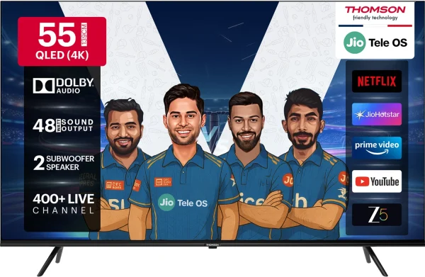 Thomson 139 cm (55 inch) QLED Ultra HD (4K) Smart JioTele OS TV with 48W Sound Output | 2 Speaker | 450 Nits Brightness | Dolby Audio |...