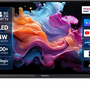 Thomson Alpha QLED 60 cm (24 inch) QLED HD Ready Smart Linux TV with 24W Sound Output | Web Browser | Sports Mode | Bezel Design