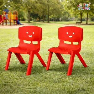 Toyplus Kids Study Chair with Back Support, Durable Plastic & Stable Legs, Set of 2 Plastic Chair