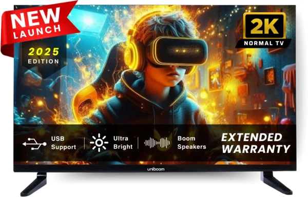 Uniboom ULTIMA 80 cm (32 inch) HD Ready LED TV with 30W Sonic Boom - True Frameless - Aura Vision+ Display - 2 HDMI