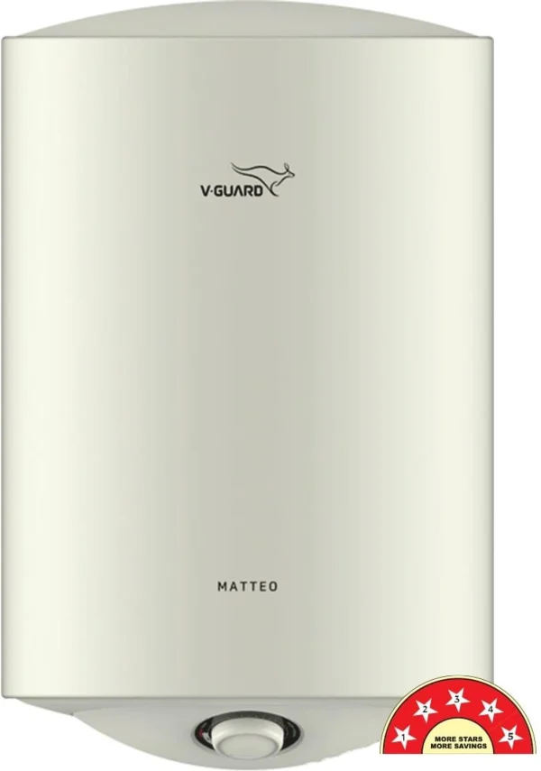 V-Guard Matteo 15 L 15 L Storage Water Geyser Rust-Proof ABS Body | BEE 5 Star Rating | Advanced 4 Layer Safety | Suitable for Hard Water