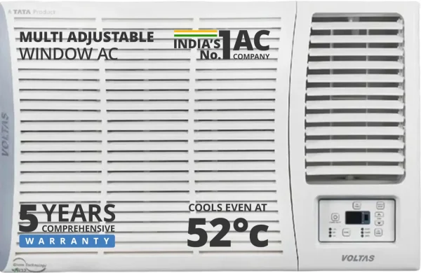Voltas 2025 Model 1.5 Ton 5 Star Window Inverter Turbo Cooling | Energy Efficient | High ambient Cooling-cools even at 50�C | Filter Clean...