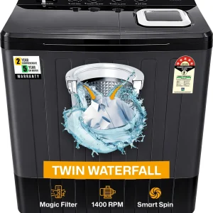 VW 10.5 kg Semi Automatic Top Load Washing Machine Black