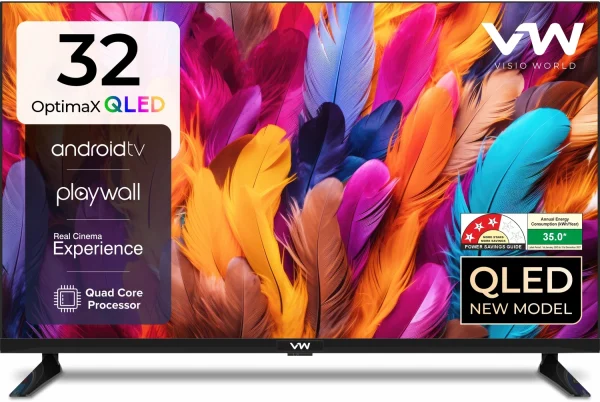 VW OptimaX Series 80 cm (32 inch) QLED HD Ready Smart Android TV 2025 Edition